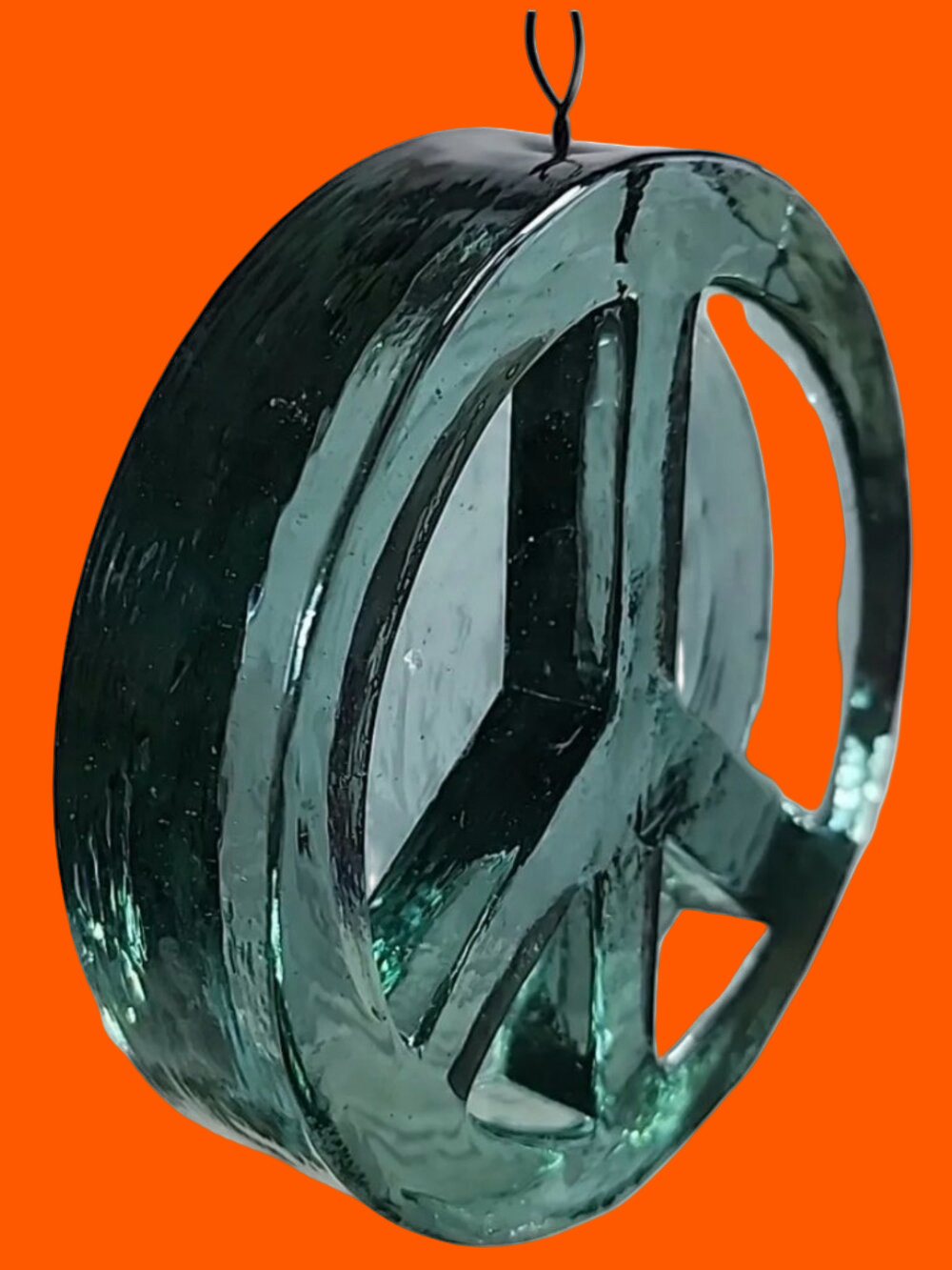 Solid Pale Green Glass PEACE Suncatcher / Ornament / Wall Hanging
